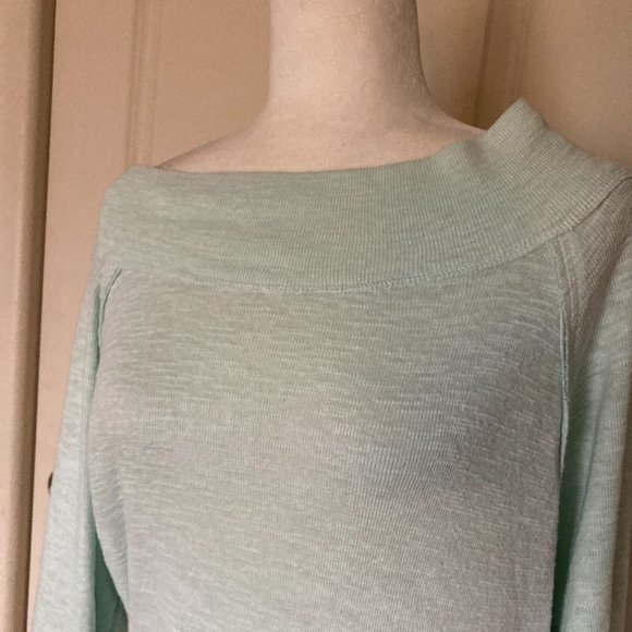 Free People Palisades Off-the-Shoulder Sweater Top in Mint Green - Picture 3 of 7